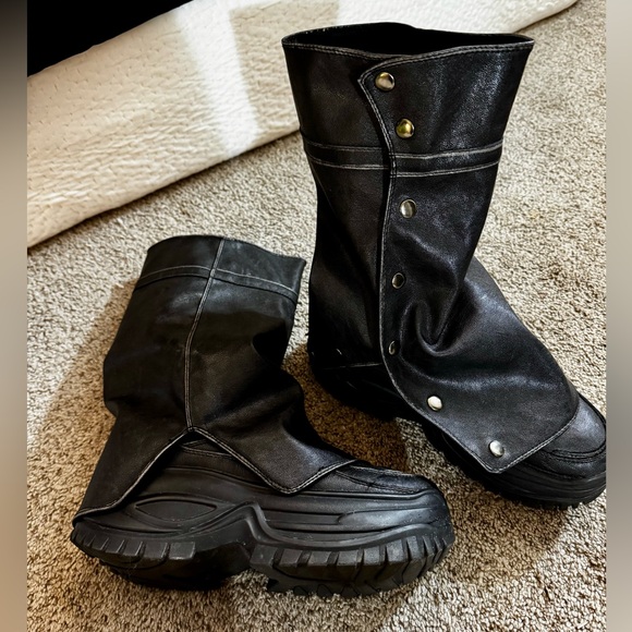 Bershka Leather Platform Boots w/ removable Gaitors - Picture 3 of 9